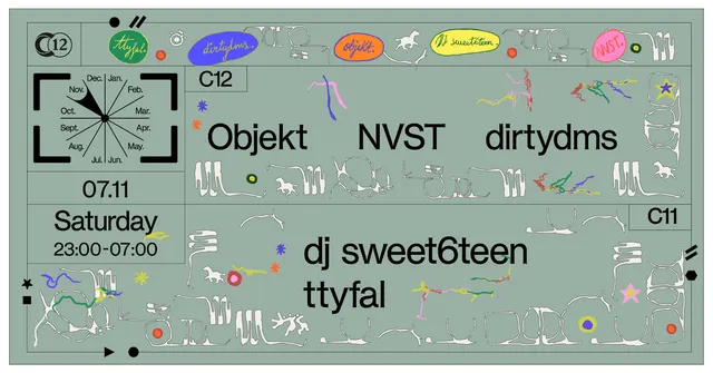 C12 Nite with Objekt, NVST, dirtydms, dj sweet6teen, ttyfal